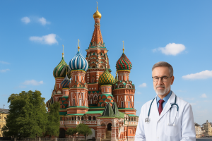 Nhà thờ Thánh Basil với mái vòm củ hành nhiều màu sắc nổi bật tại Quảng trường Đỏ, Moscow, biểu tượng kiến trúc nổi tiếng của nước Nga dưới bầu trời xanh trong.