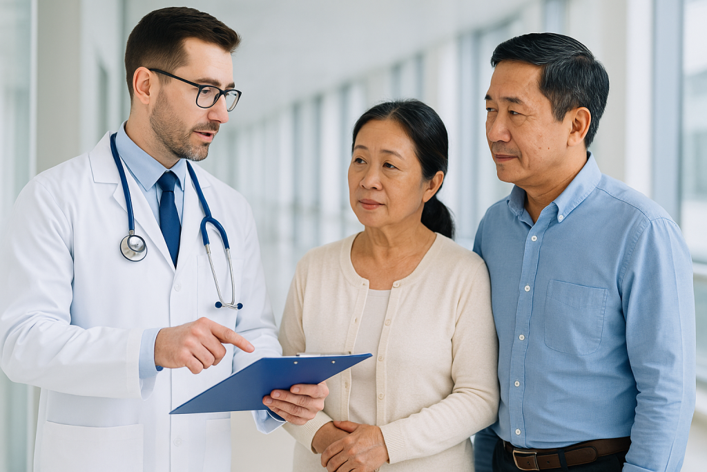 Bác sĩ quốc tế tư vấn cho cặp vợ chồng người Việt tại bệnh viện hiện đại – MedtourVietnam hỗ trợ du lịch y tế quốc tế, khám chữa bệnh ở Hàn Quốc, Nhật Bản, Singapore, Nga, Đài Loan và Thái Lan.